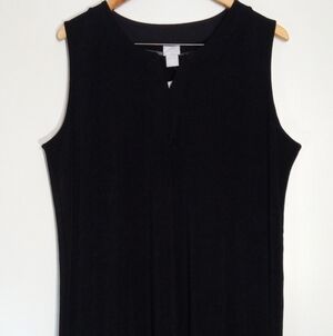 Chicos Travelers black vneck shift dress women's size 3 NWT